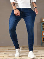 Men Jeans Stretch Skinny Denim Pants Solid Color Black Blue Spring Luxury Street Harajuku Hip-Hop Style Slim Fit Trousers Brand - Matrix Studios