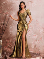 Lucyinlove Luxury Slanted Shoulder Fishbone Evening Dresses Woman Waist-cinching Mermaid Wedding Party Elegant Long Formal Prom - Matrix Studios