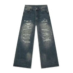 IEFB High Street Men's Denim Pants Hole Worn-out Streetwear Trousers Straight Wide Leg Casual Male Jeans New Autumn 2024 9C8513 - Matrix Studios