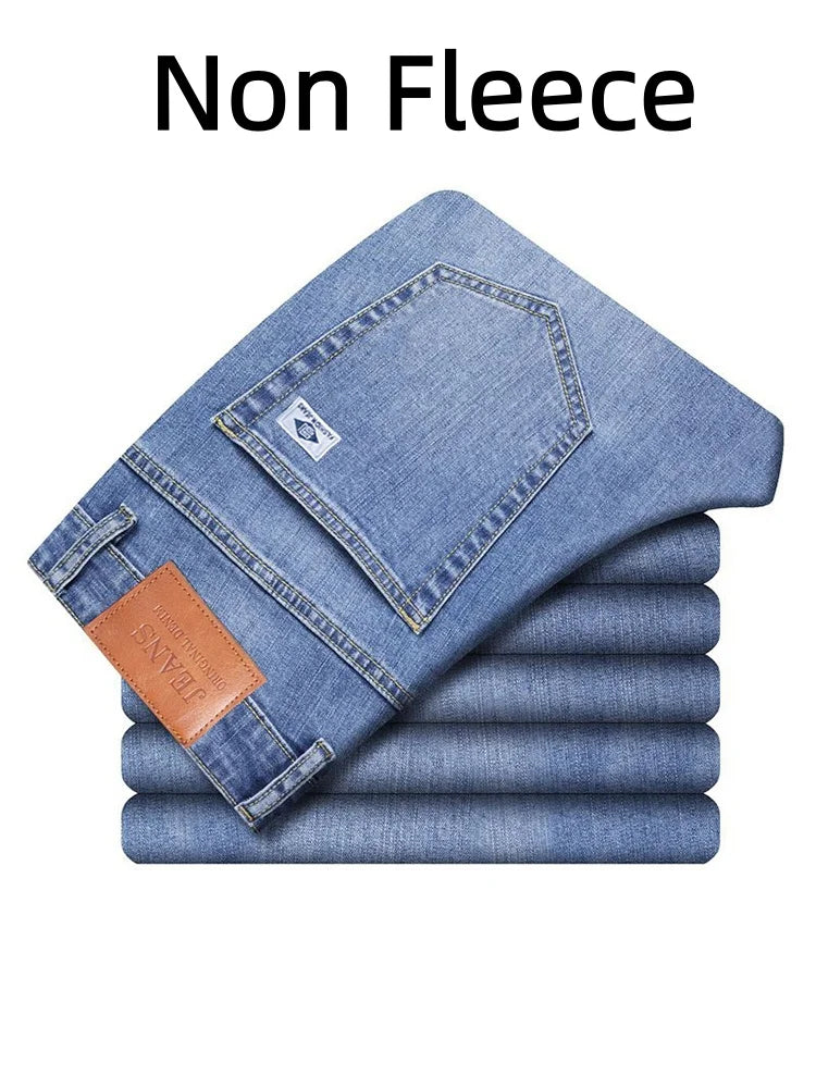 Men's Loose Straight Leg Jeans Retro Washed Elastic Casual Pants Suitable for All Seasons Versatile Pants - Matrix Studios