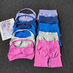 2 Pieces Yoga Suit for Women Seamless Fitness Gym Clothes Halter Sports Bra Matching Shorts Workout Sets Gym Set Outfit - Matrix-studios.com