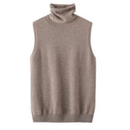 Women 100% Merino Wool Sleeveless Pullovers Turtleneck Sweater Waistcoat Wool Knitwear Spring Autumn Winter Fashion Vest Tops - Matrix Studios