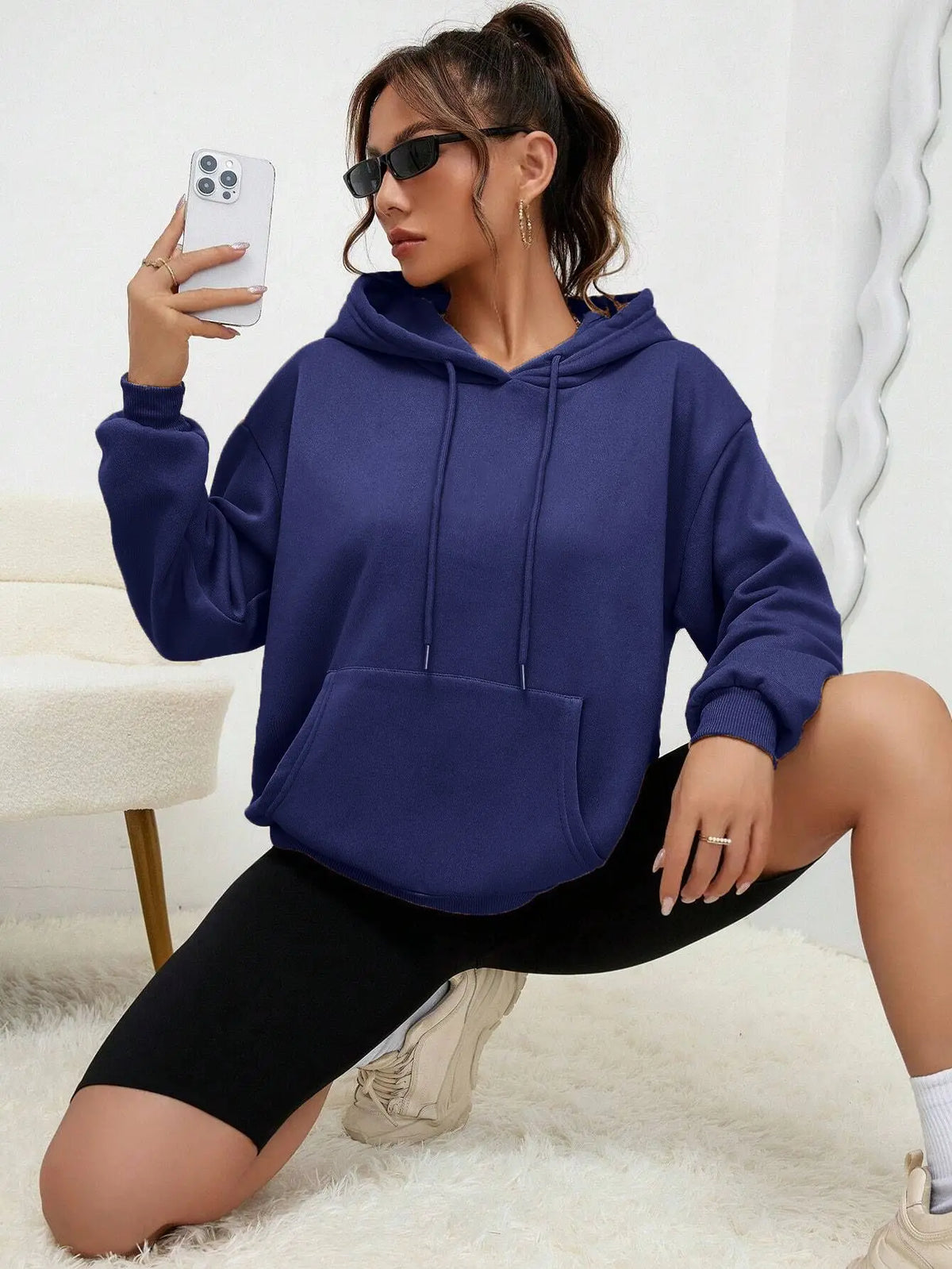 Solid Color Hoody For Female Autumn Fashionable Clothing Casual Fleece Pocket Hoodies Multicolor Unisex Women Streetwear - Matrix Studios