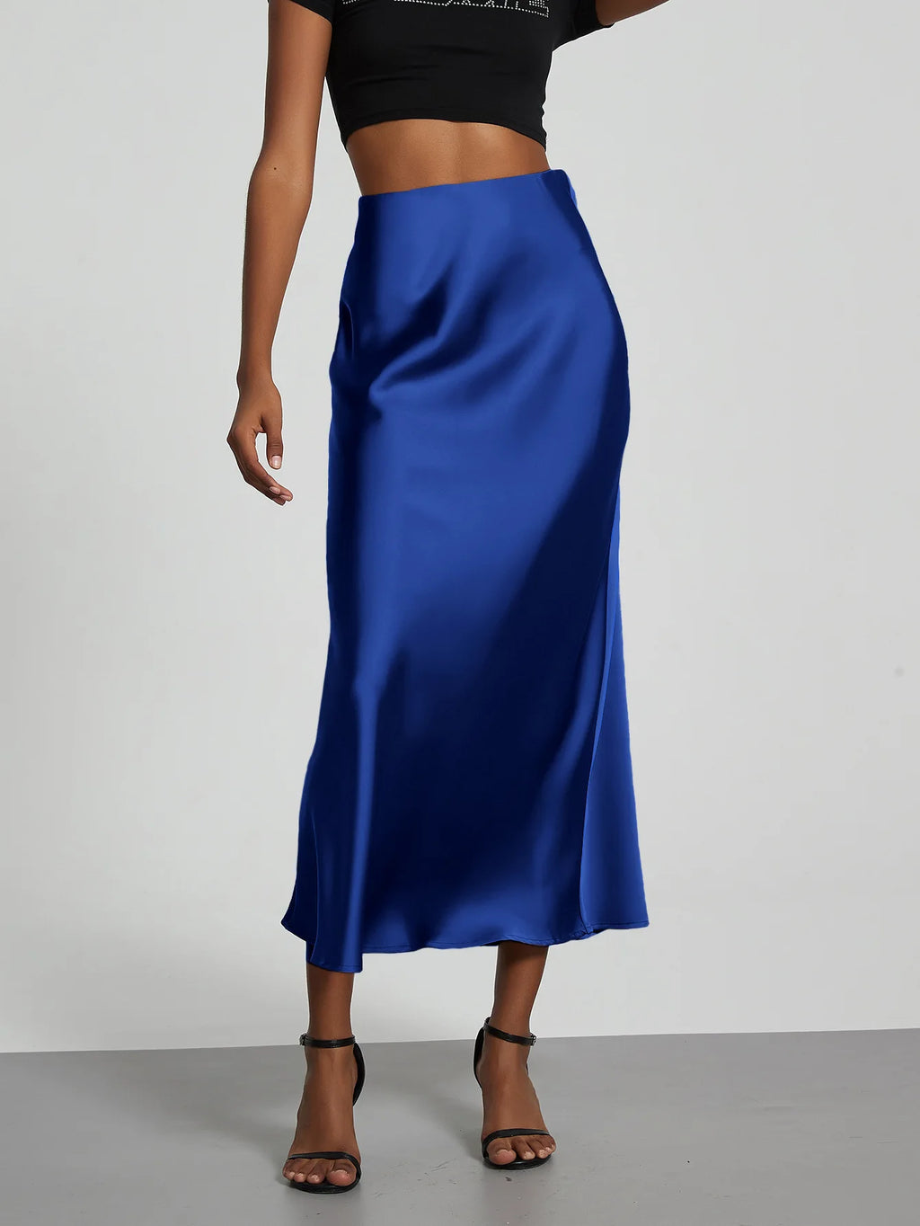 21 Colors New 2026 Women's Elegant High Waist Satin Long Skirts Female Summer Solid Color Faldas - Matrix-studios.com