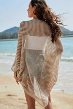 Openwork Open Front Longline Cover Up Crochet Knit Cardigan Sweater for Women Summer Vacation Beach Outfit - Matrix Studios