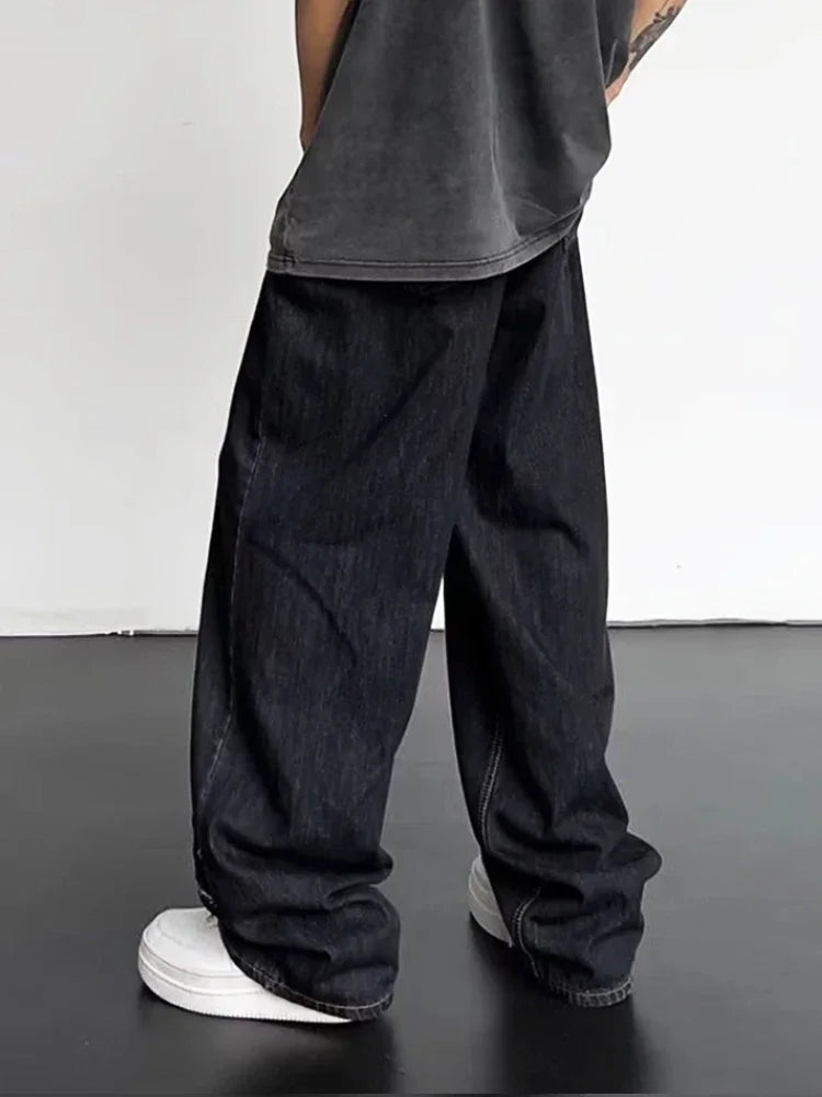 2026 Men HipHop Distressed Jeans Pants Men Ripped Patchwork Denim Pants Male Oversized Loose Casual Streetwear Wide Leg Trousers - Matrix Studios