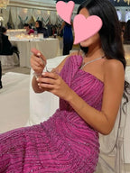 Customized High Quality Evening Dresses Elegant Vintage Sweet Sexy Pink Mermaid Beads Lace Formal Occasion Long Dress Sparkle - Matrix-studios.com