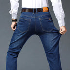 Plus Size 42 44 46 Spring Autumn Men's Fashion Casual Jeans Black Blue Classic Business Straight Elasticity Brand Denim Trousers - Matrix Studios