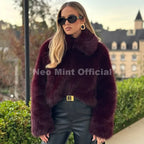 Neo Mint Ins Blogger Brand Fashion Burgundy Obsession Faux Fur Coat Women Winter 2025 Vintage Brown Fox Fur Jacket Warm Overcoat - Matrix Studios