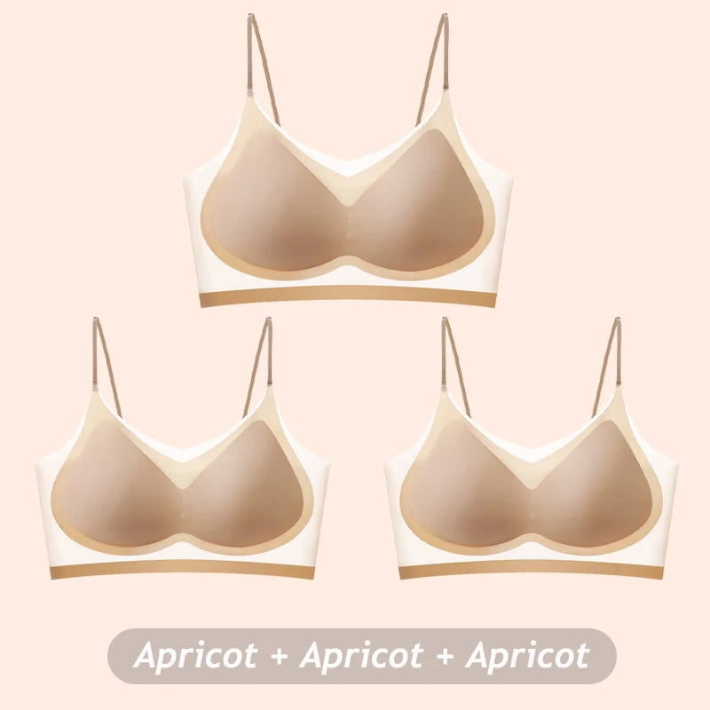 3PCS Ultra-Thin Breathable Ice Silk Bras Women's Seamless Back Halter Vest Wrap Bras Chest Gather Together Light Breathable Tops - Matrix Studios