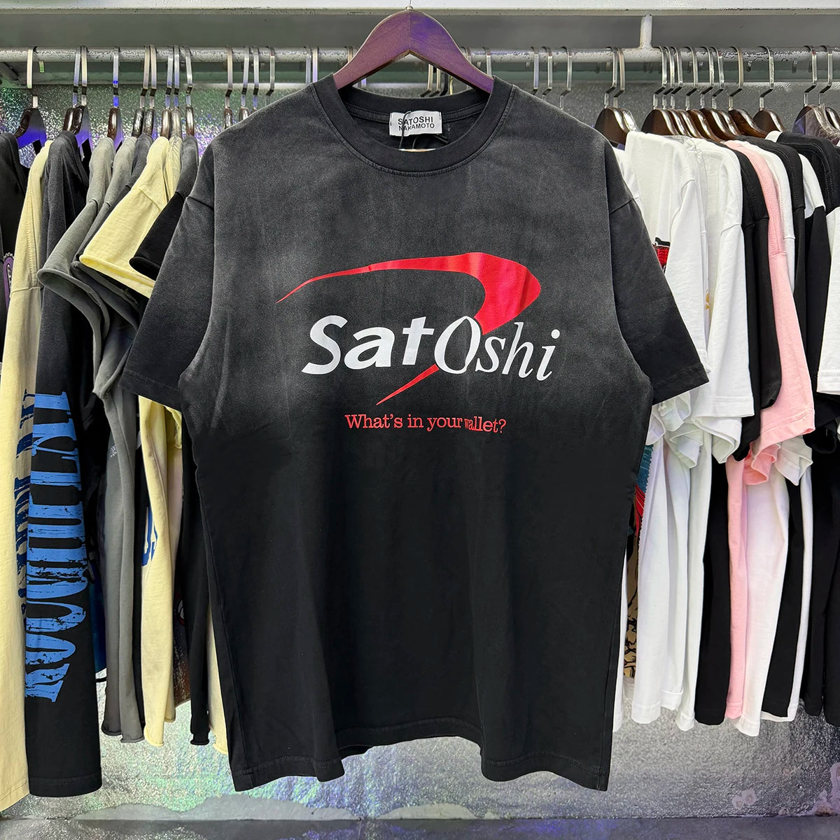 Free shipping New Satoshi Nakamoto fashion T-shirt hotfix rhinestone and Printed with Washed Oversized 100% cotton Men Women T-shirts Y2K Fashion streetwear - Matrix-studios.com