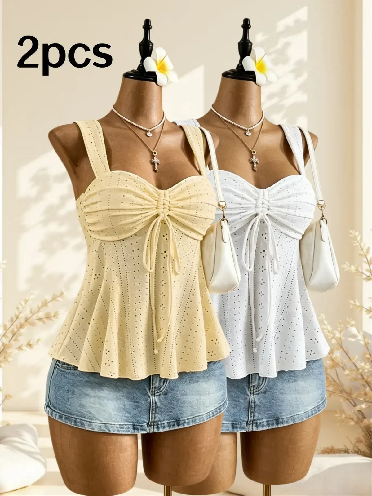 Women Sweetheart Neck Drawstring Ruched Peplum Cami Top Polka Dot Print Sleeveless Casual Camisole Outfit - Matrix-studios.com