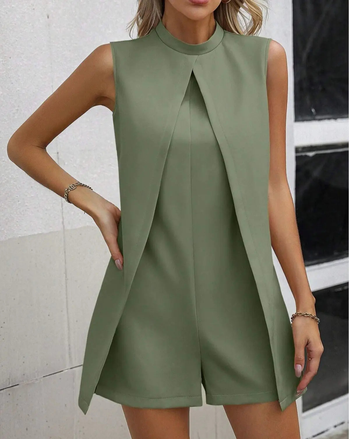 Summer Jumpsuit Women Fashion Solid O Neck Sleeveless Chic Playsuit Elegant Clothes Female Casual Jumpsuits - Matrix Studios