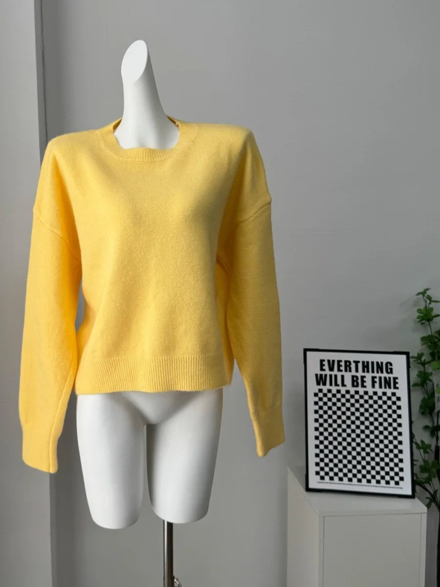 Hirsionsan Basic O Neck Basic Sleeve Sweater Women 2025 Oversized Short Knitted Pullovers Female Casual Thick Warm Soft Tops - Matrix Studios