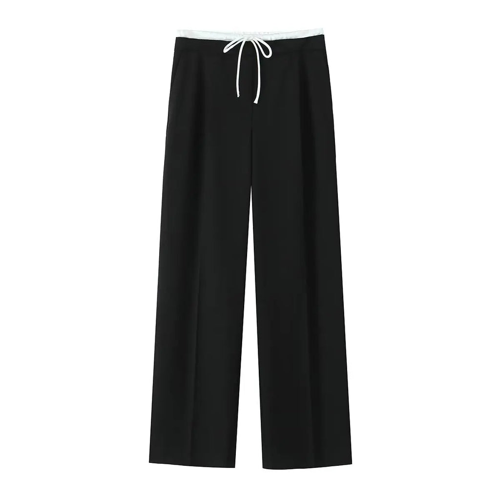 MUJER 2025 Wide Leg Pants for Women High Waist Baggy Pants Woman Summer Pleated Loose Pants Women Streetwear Tied Woman Trousers