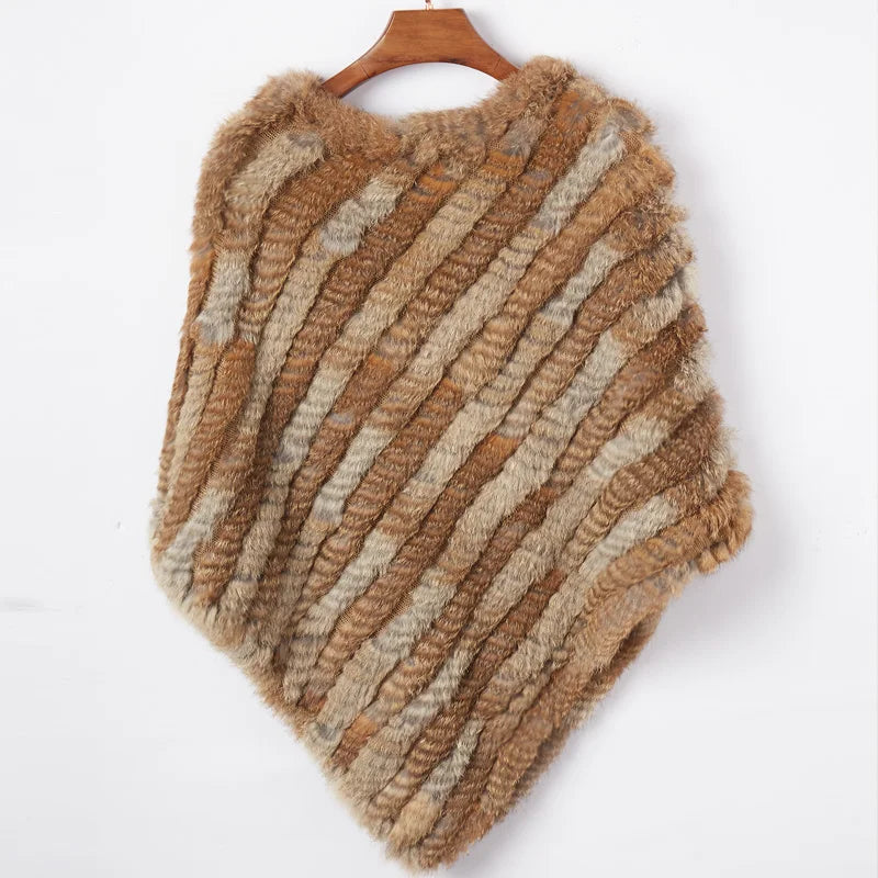 Women's Real Rabbit Fur Poncho Vest Natural Leather Winter Jacket Wrap Coat Shawl  Wedding Party Knitted Fur Vest Wholesale - Matrix Studios
