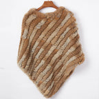 Women's Real Rabbit Fur Poncho Vest Natural Leather Winter Jacket Wrap Coat Shawl  Wedding Party Knitted Fur Vest Wholesale - Matrix Studios