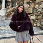 Neo Mint Ins Blogger Brand Fashion Burgundy Obsession Faux Fur Coat Women Winter 2025 Vintage Brown Fox Fur Jacket Warm Overcoat - Matrix Studios