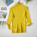 2026 Simple Women Turtleneck Sweater Winter Fashion Pullover Elastic Knit Ladies Jumper Casual Solid Black Female Basic Tops - Matrix Studios