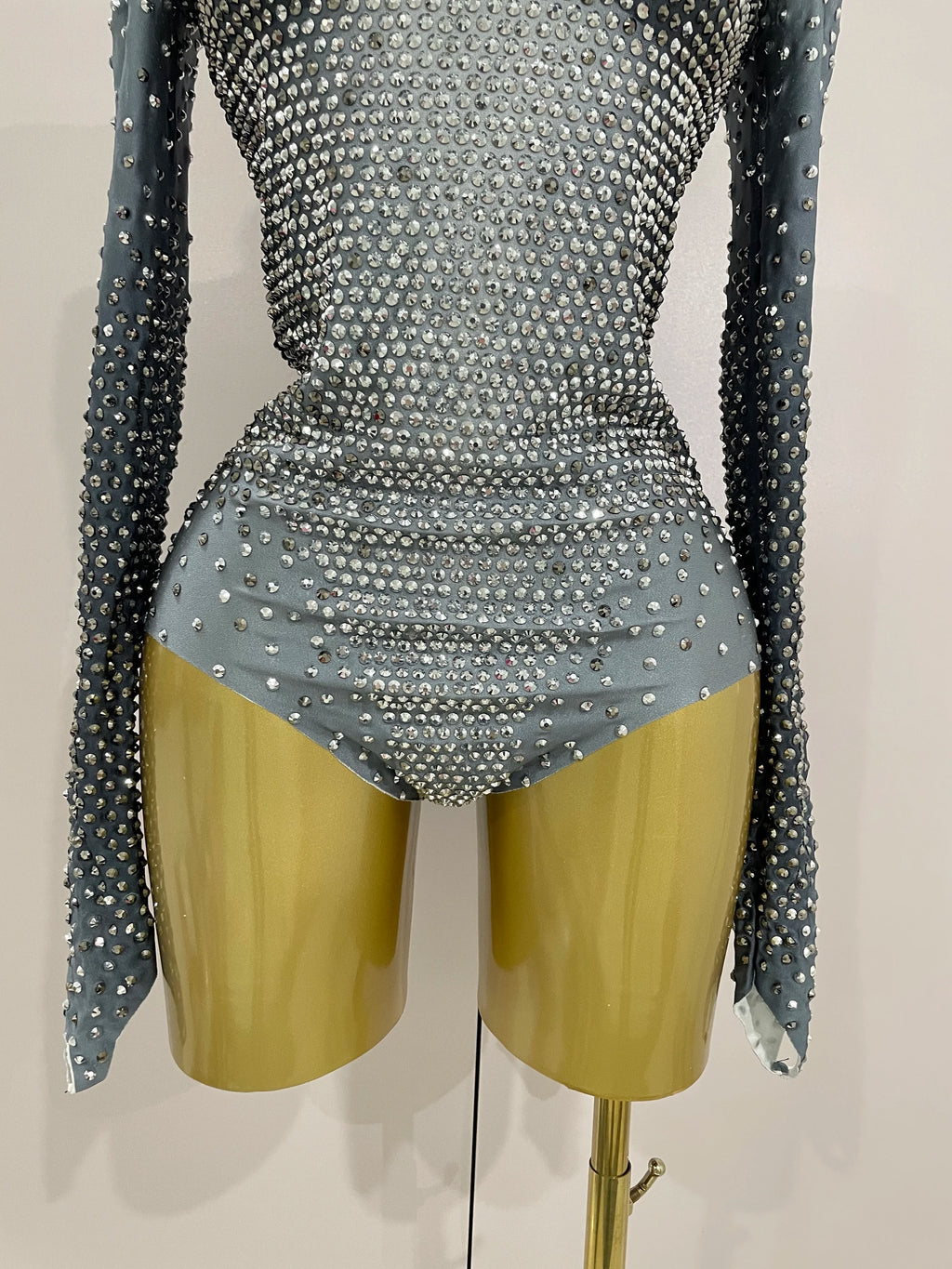 Sparkle Silver Rhinestones Long Sleeve Stretch Bodysuits 2025 New Women Evening Luxury Birthday Party Sexy Nightclub Stage Costu - Matrix Studios