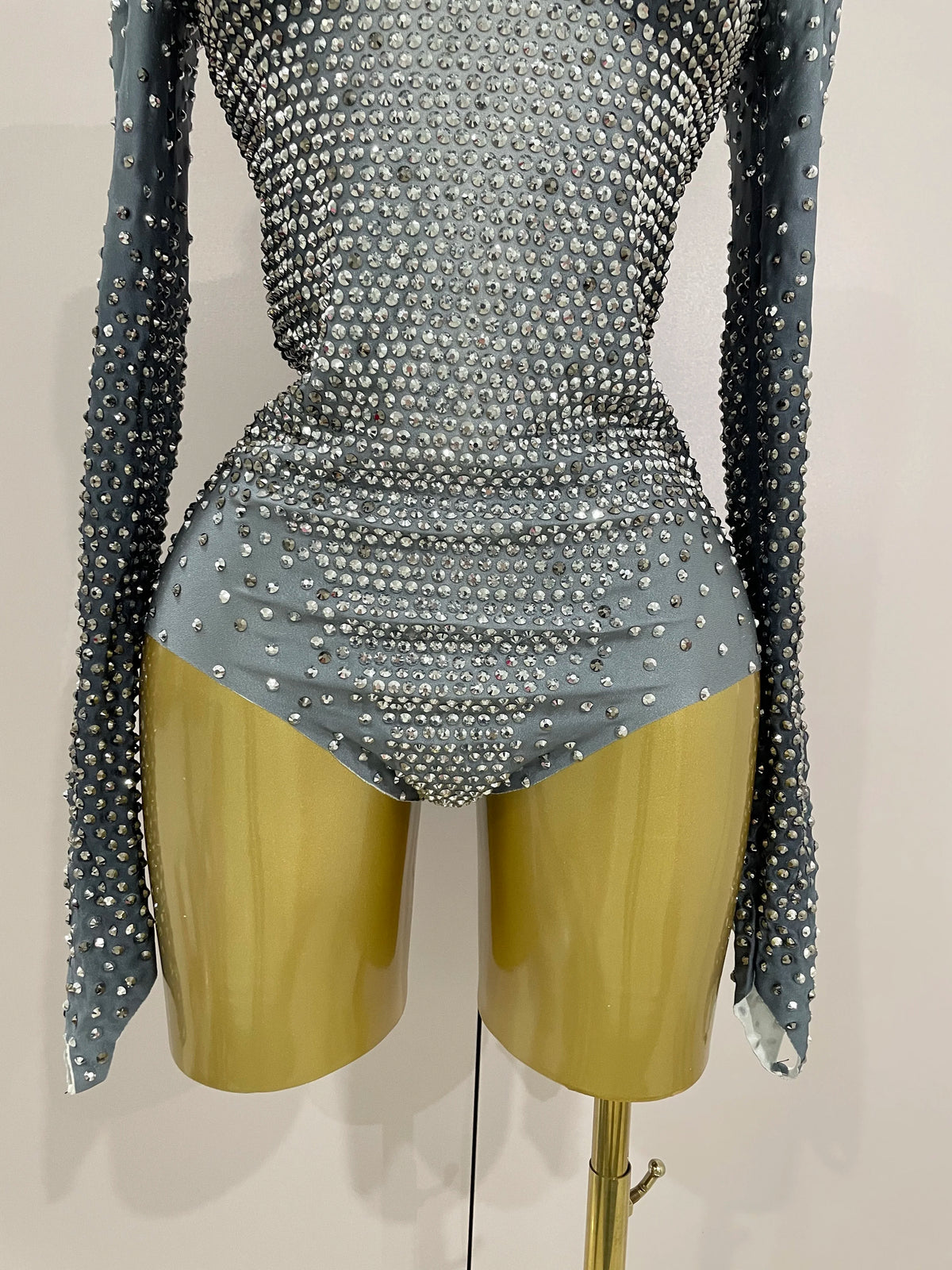 Sparkle Silver Rhinestones Long Sleeve Stretch Bodysuits 2025 New Women Evening Luxury Birthday Party Sexy Nightclub Stage Costu - Matrix Studios
