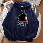 What Cute Little Black Cat Holding A Knife Men Hoodie Street Fleece Hoody Hipster Autumn Sweatshirt Hip Hop Clothing Woman - Matrix Studios