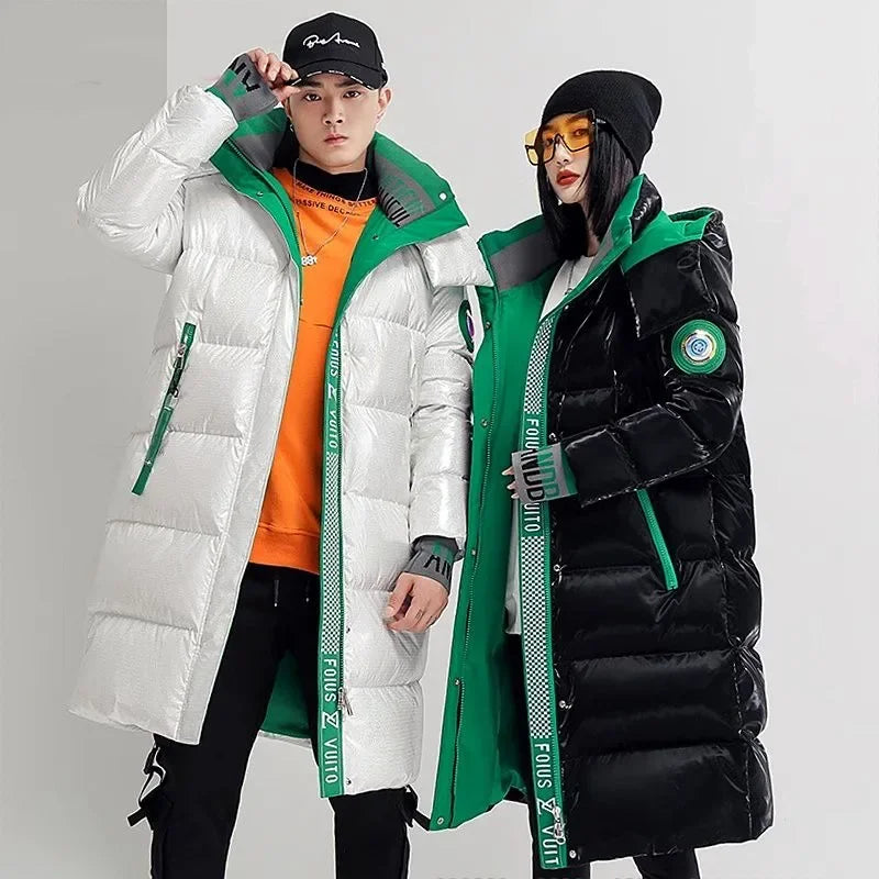 New Winter Jacket Men's Long Luxury Business Thickened Down Cotton Warm Parkas Men's Street Snow Cold-proof Hooded Padded Coat - Matrix Studios