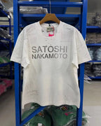 Summer Latest Highest Quality Fashion High Street SATOSHI NAKAMOTO Washed Distressed Beaded Destroyed Short-Sleeve T-Shirt - Matrix-studios.com
