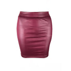 Black Slim Imitation Leather Pencil Mini Skirt High Waist Sexy Fashion Korean Short Skirts Women Wholesale Summer Sweet - Matrix-studios.com