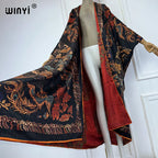 WINYI High Quality Double-Sided Print Open Abaya Dubai Luxury Coat Beach Wear Cover Up Elegant Muslim Cardigan Kimono Maxi Dress - Matrix Studios