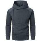 Autumn winter men's solid color hooded top Long sleeve side zipper design hoodie - Matrix Studios