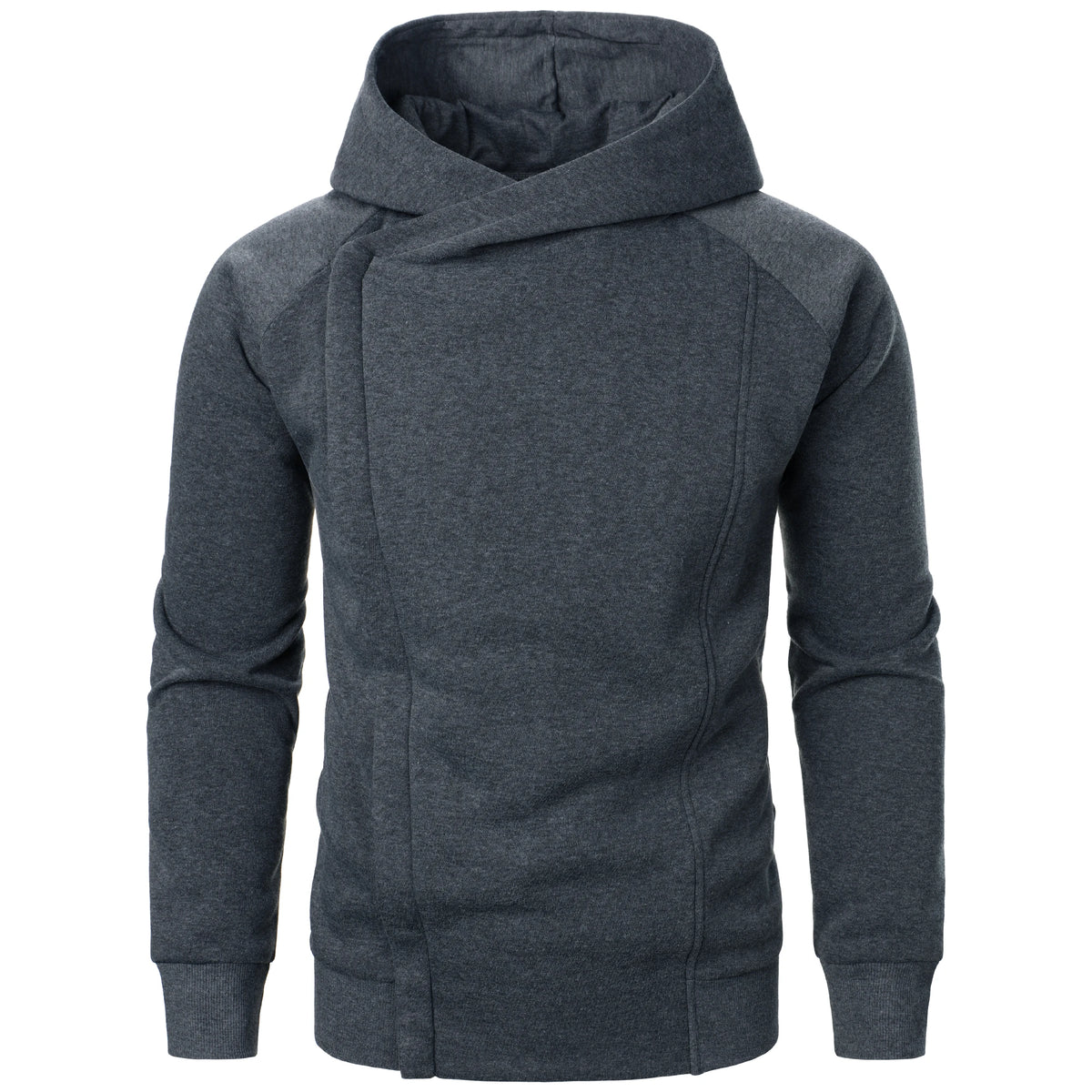 Autumn winter men's solid color hooded top Long sleeve side zipper design hoodie - Matrix Studios