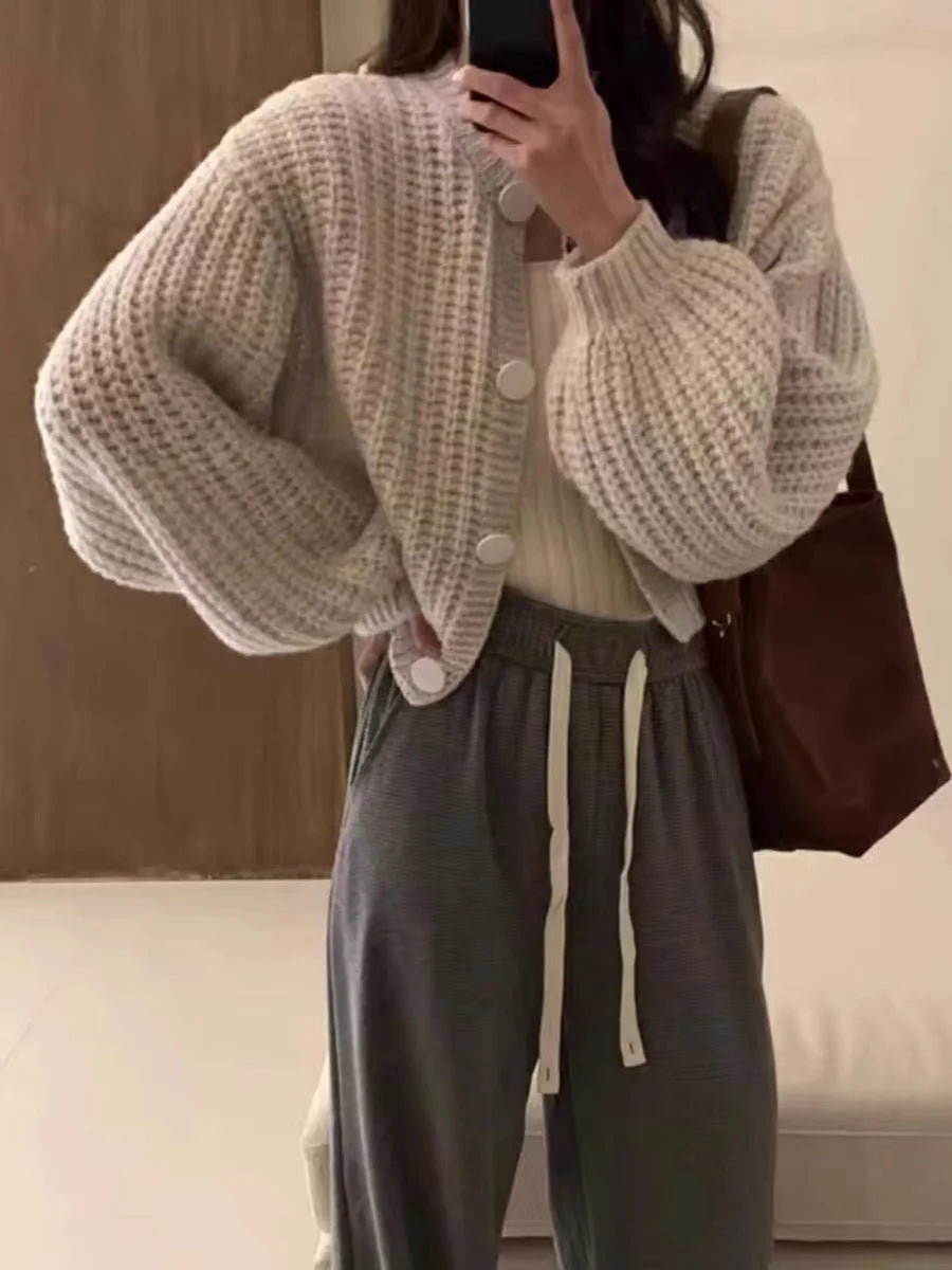 Zjaiss New 2026 Elegant Vintage Minimalist Lady Tops Chic Korean Fashion Short Cardigans Knitted Poncho Women Sweater - Matrix Studios