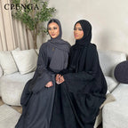 Luxury 2 Piece Muslim Outift Sets for Women Ramadan Dubai Hijab Abaya Dress Islamic Party Kaftan Robe Elegant Turkey Gown 2025 - Matrix-studios.com