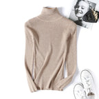 Casual Soft Polo-neck Jumper New Autumn Winter Women Knitted Turtleneck Sweater Fashion Slim Elasticity Solid Ribbed Pullovers - Matrix Studios