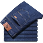 Men's classic high-end fashion versatile jeans, soft and slightly elastic black business denim pants, stylish upper body - Matrix Studios