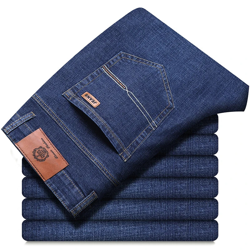 Men's classic high-end fashion versatile jeans, soft and slightly elastic black business denim pants, stylish upper body - Matrix Studios