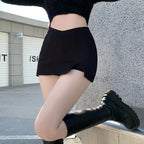 Black Split Mini Skirts Women Summer Sexy Club High Waist Slit Skirt Streetwear Korean Party Fashion Irregular Slim A Line Skirt - Matrix-studios.com