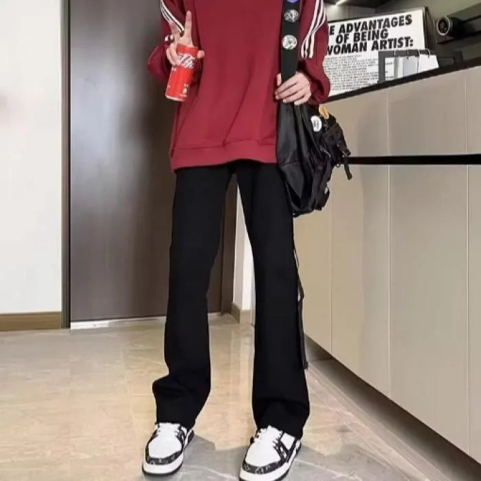 American Retro Long Row Button Design Men's Jeans High Street Loose Wide Leg Floor-Length Trousers Trendy Casual Jeans - Matrix Studios