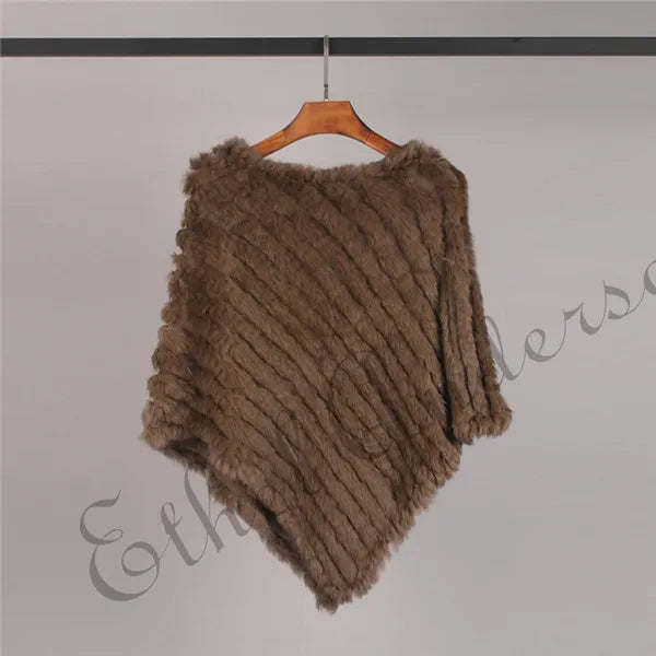 Women's Real Rabbit Fur Poncho Vest Natural Leather Winter Jacket Wrap Coat Shawl  Wedding Party Knitted Fur Vest Wholesale - Matrix Studios