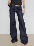 Women's Slim Fit Flared Jeans Y2K Vintage Low Rise Stretch Denim Pants with Embroidery Distressed Style for Everyday Outfits - Matrix-studios.com