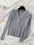 Sweater Knitted Cardigan Button Jacket 2023 Autumn Winter V-neck Long Sleeve Casual Tops For Women Sweater Green - Matrix Studios