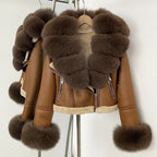 Reality Fur Jacket Winter Real Fur Cuffs Clothes Women Short Faux Leather Fake Fur Inner Jacket Female Thick Warm Fox Fur Coat - Matrix Studios