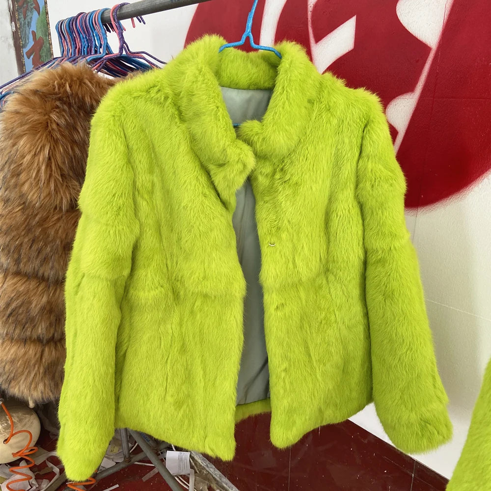 Fancy Rani Natural Rabbit Fur Coat Women Winter Jacket Real Leather And Fur Women's Clothing Female Outerwears With 2024 - Matrix Studios