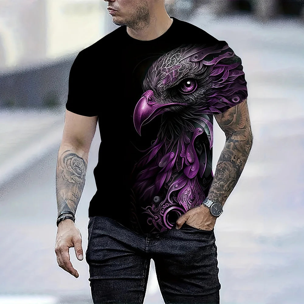 Men's Summer Fashion T-shirt Eagle 3D Printed Short sleeved T-shirt Summer Outdoor Leisure Quick drying Breathable T-shirt - Matrix Studios