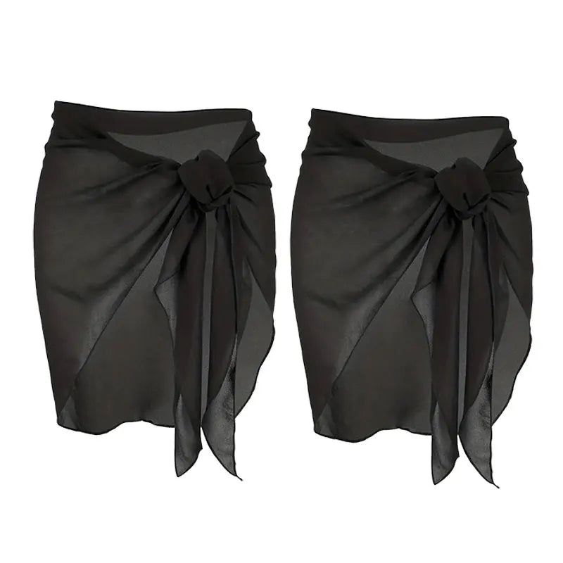 Women Short Sarongs Swimsuit Coverups Beach Bikini Wrap Sheer Short Skirt Chiffon Scarf Cover Ups for Swimwear - Matrix Studios