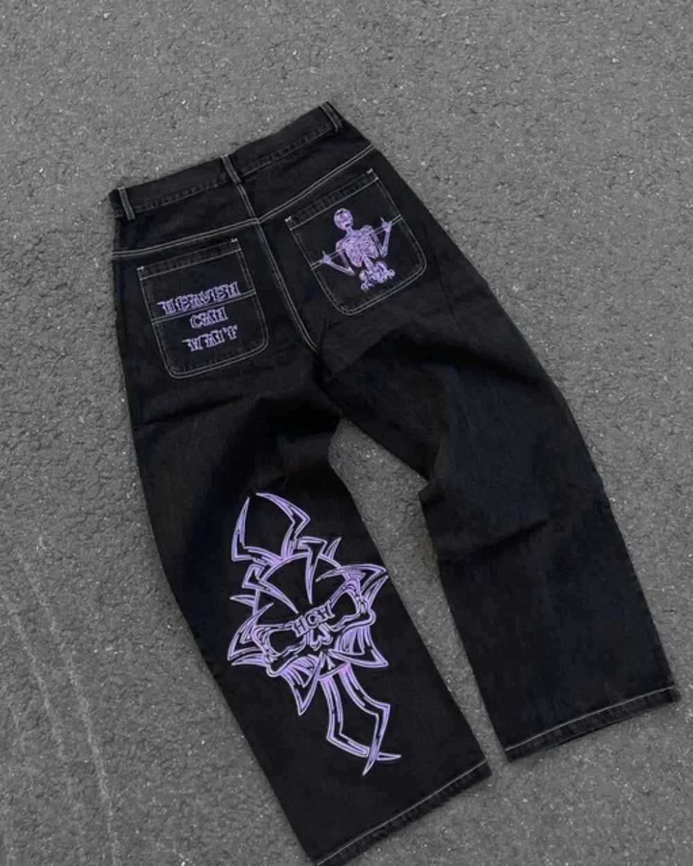 2025 New Prints Jeans Men Streetwear Baggy Wide Leg Jeans Korean Fashion Drapes Straight Casual Loose Denim Cargo Pants - Matrix Studios