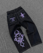 2025 New Prints Jeans Men Streetwear Baggy Wide Leg Jeans Korean Fashion Drapes Straight Casual Loose Denim Cargo Pants - Matrix Studios