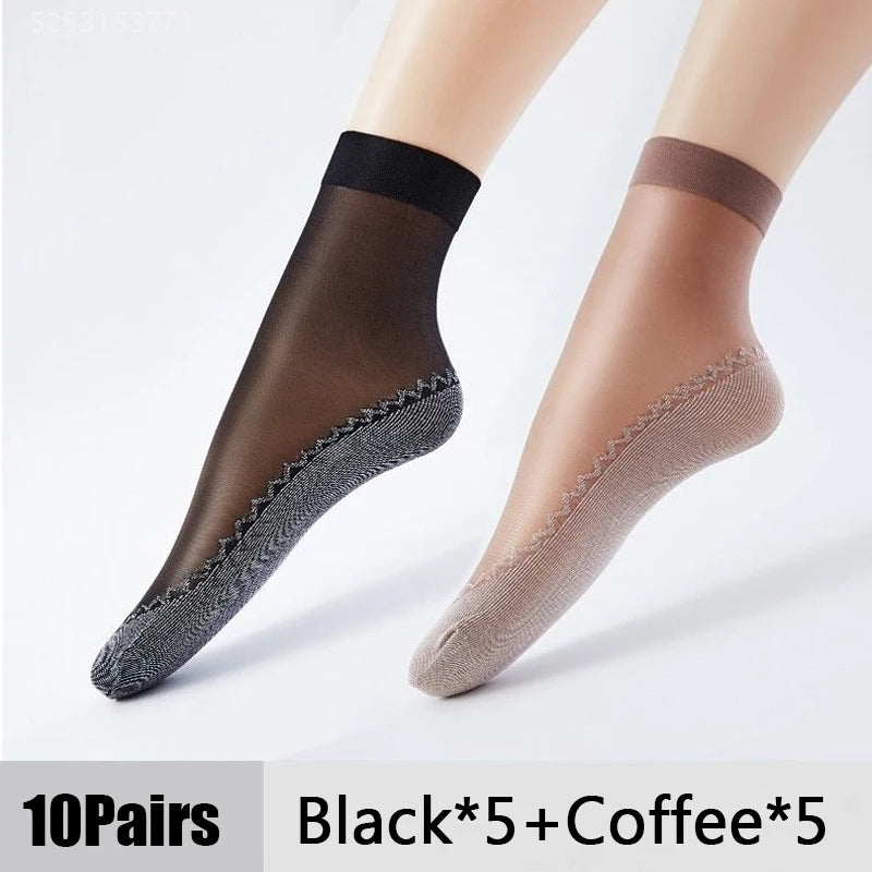10Pairs Women Sock Soft Breathable High Quality Ultra-Thin Ankle Sock Comfortable Lightweight Transparent Fashionable Casual Sox - Matrix Studios