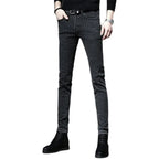 Men's Striped Slim Stylish Casual Pencil Pants Jeans Spring Autumn Korean Trendy Fashion Brand New Elastic Striped Long Trousers - Matrix Studios